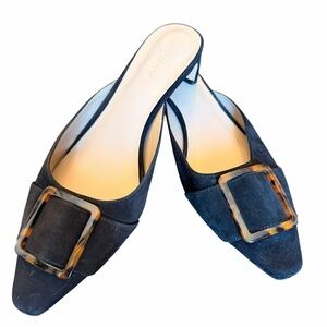 Ann Taylor Black Mules with Tortoise Accent